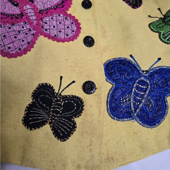 VINTAGE Anage butterfly‎ applique button up collared clowncore jacket blazer S - Picture 5 of 11